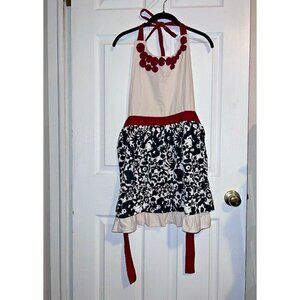 Gourmet Club Hostess Apron One Size Fits Most 100% Cotton 3D Flower Detail